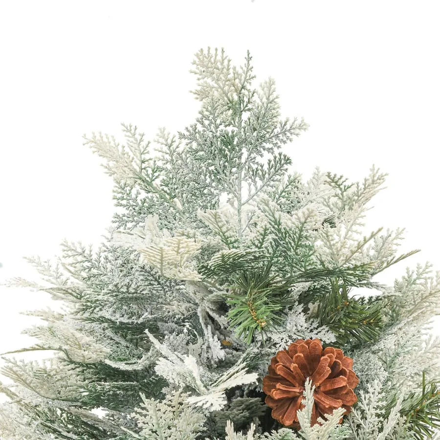 Sapin de Noël pré-éclairé et pommes de pin vert 150cm PVC et PE - 7