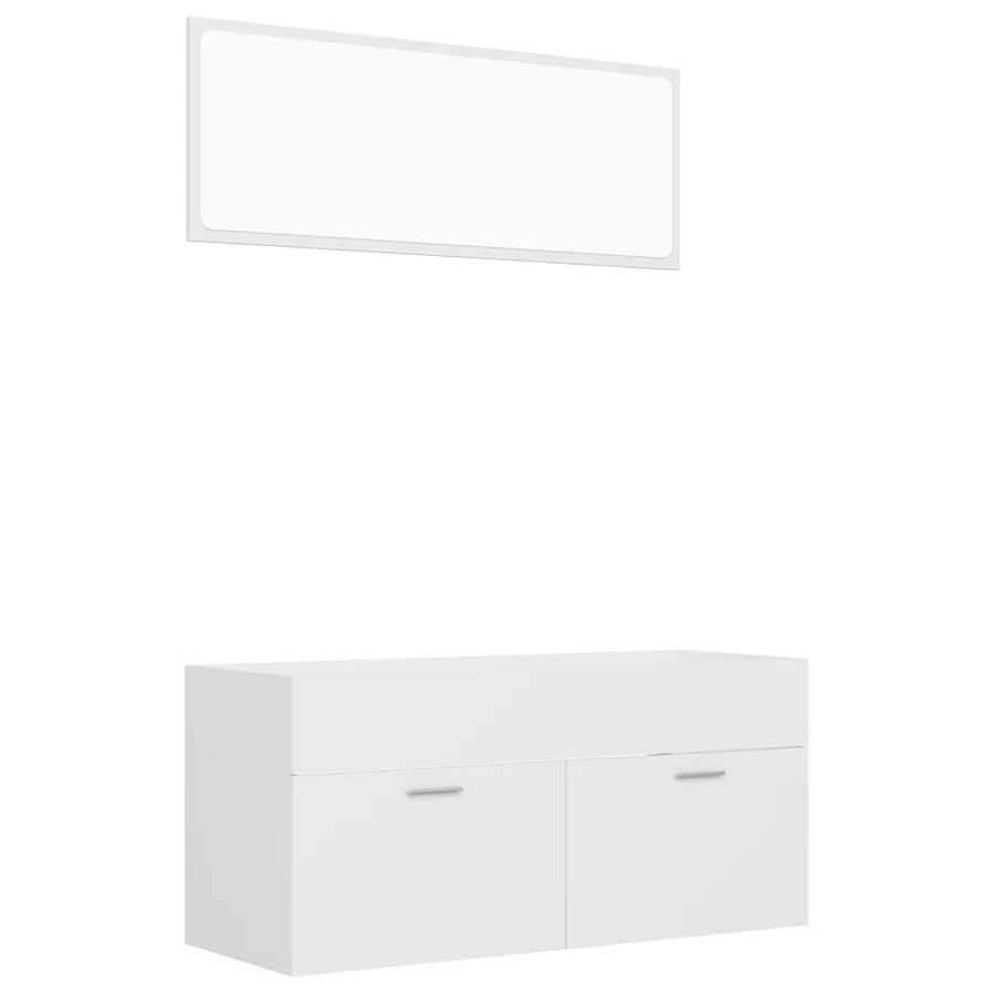 Ensemble de meubles de salle de bain 2pcs blanc bois ingénierie - 2