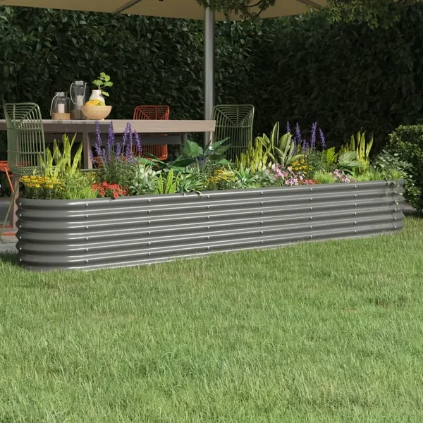 Lit surélevé de jardin Acier galvanisé 260x40x36 cm gris