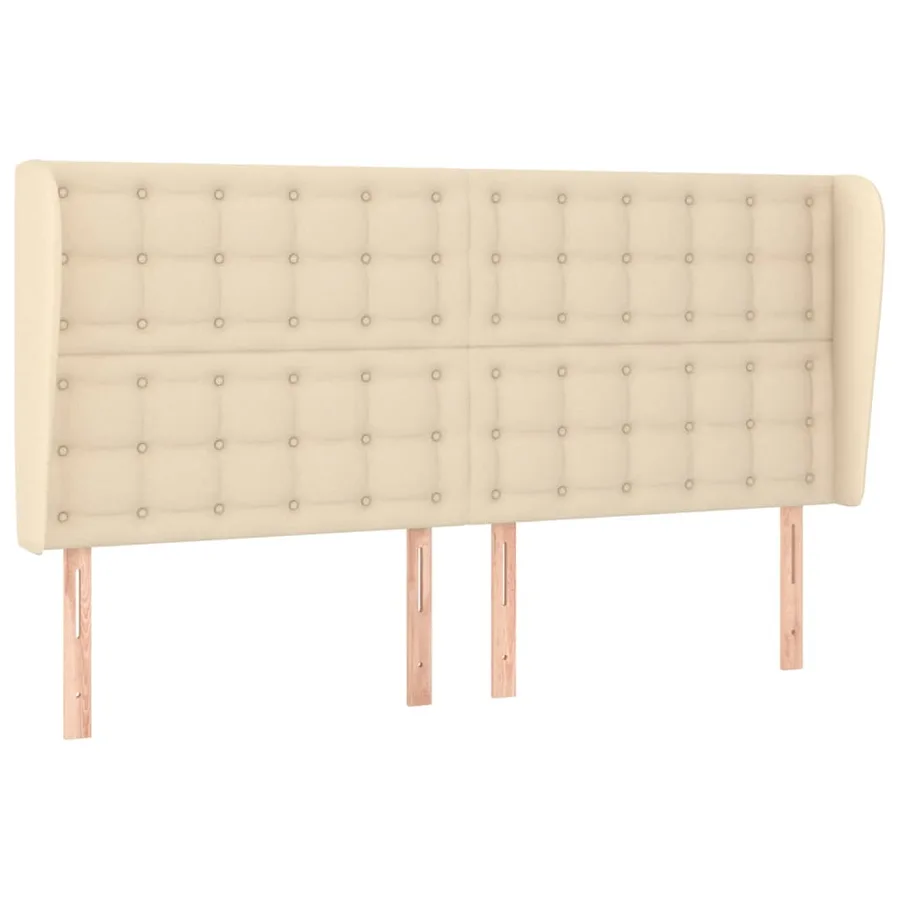 Tête de lit avec oreilles Crème 163x23x118/128 cm Tissu - 2