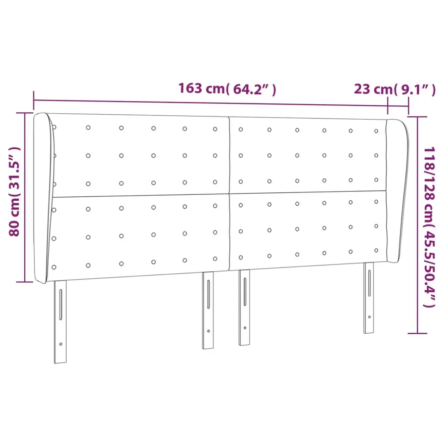 Tête de lit avec oreilles Crème 163x23x118/128 cm Tissu - 9