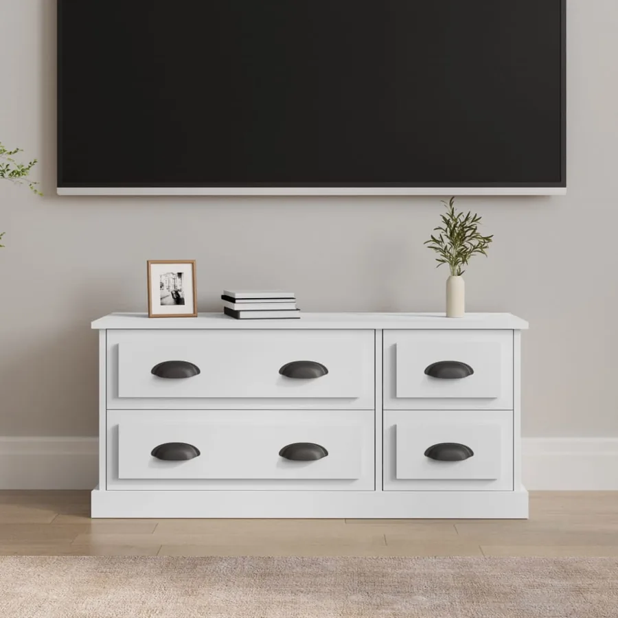 Meuble TV blanc 100x35,5x45 cm bois d'ingénierie