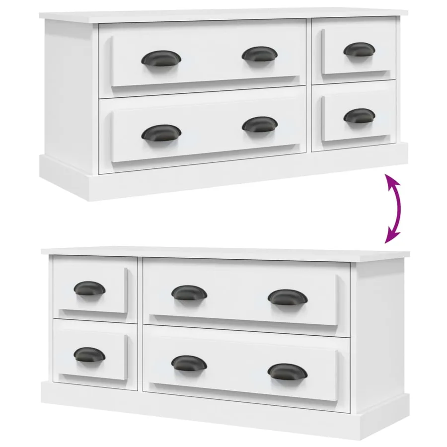 Meuble TV blanc 100x35,5x45 cm bois d'ingénierie - 8