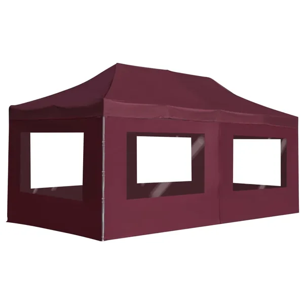 Tente de réception pliable avec parois Aluminium 6x3 m Bordeaux