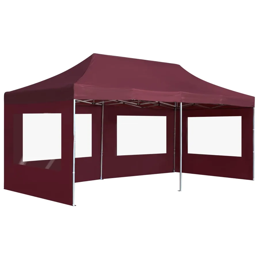Tente de réception pliable avec parois Aluminium 6x3 m Bordeaux - 3