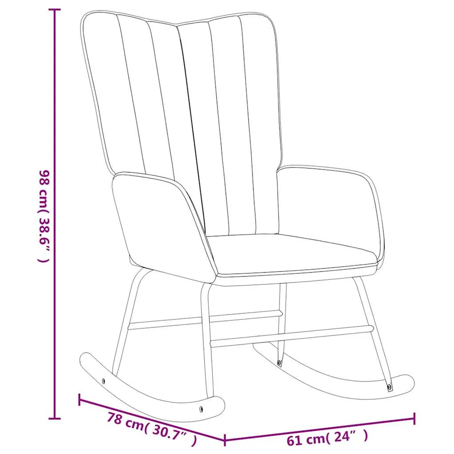 Chaise à bascule avec repose-pied Blanc crème Velours - 10