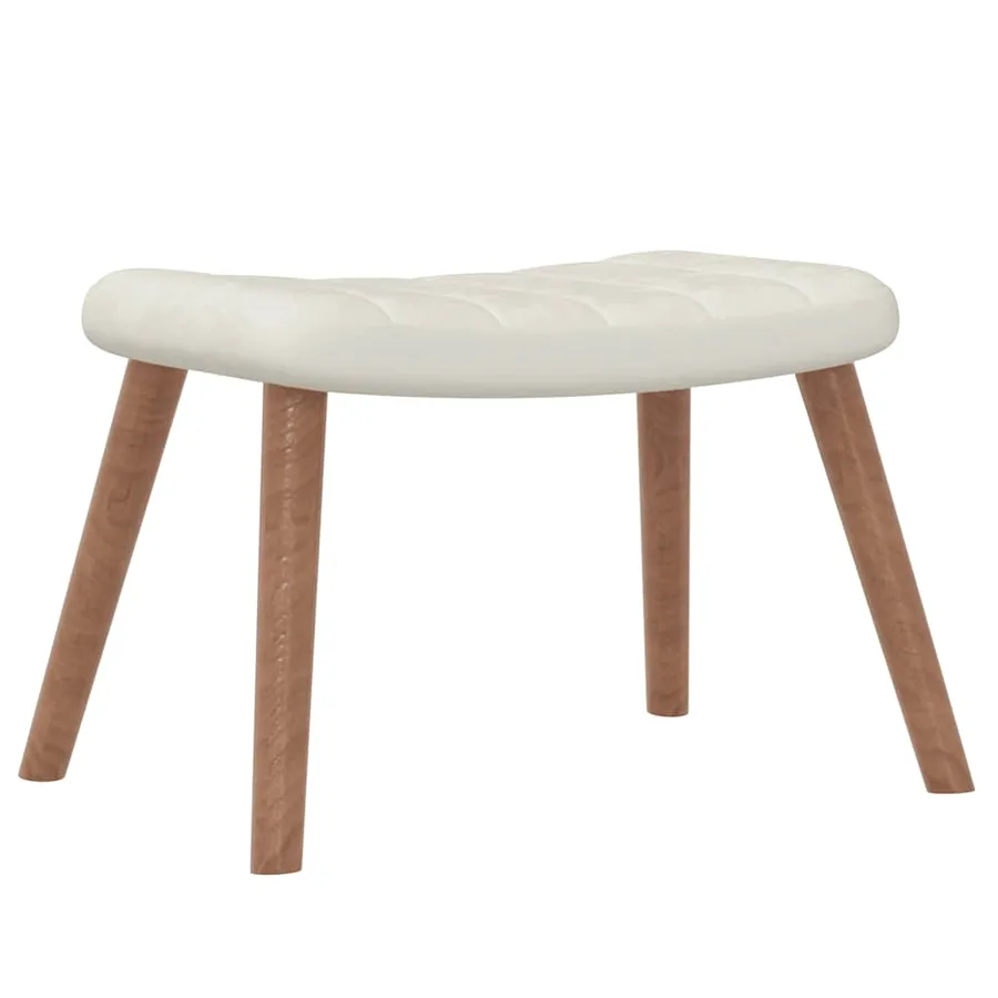 Chaise à bascule avec repose-pied Blanc crème Velours - 6
