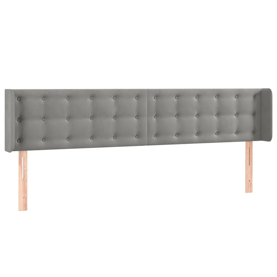 Tête de lit avec oreilles Gris clair 163x16x78/88 cm Velours - 2