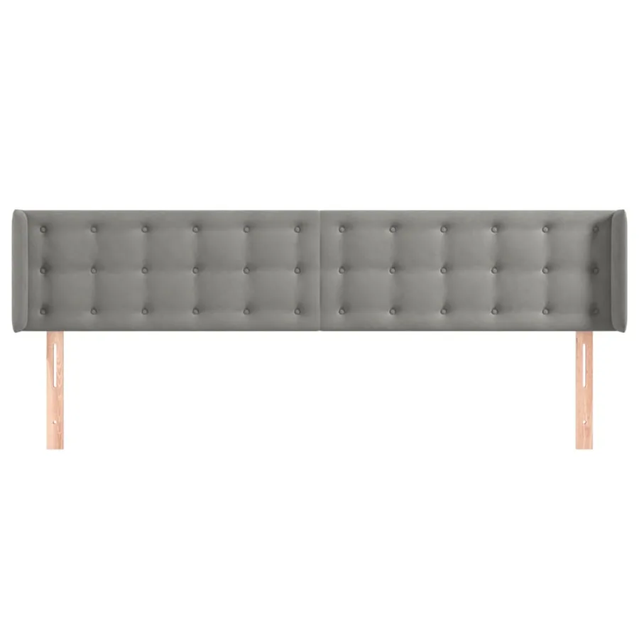 Tête de lit avec oreilles Gris clair 163x16x78/88 cm Velours - 3