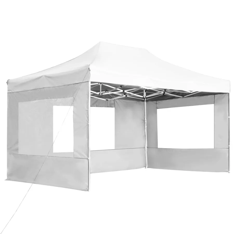 Tente de réception pliable avec parois Aluminium 4,5x3 m Blanc - 2