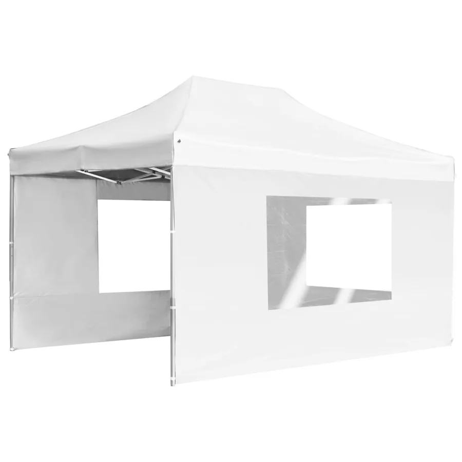 Tente de réception pliable avec parois Aluminium 4,5x3 m Blanc - 3
