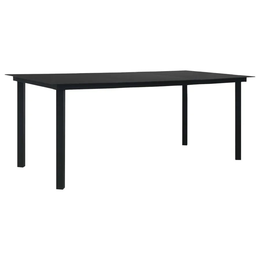 Table à manger de jardin Noir 190x90x74 cm Acier et verre