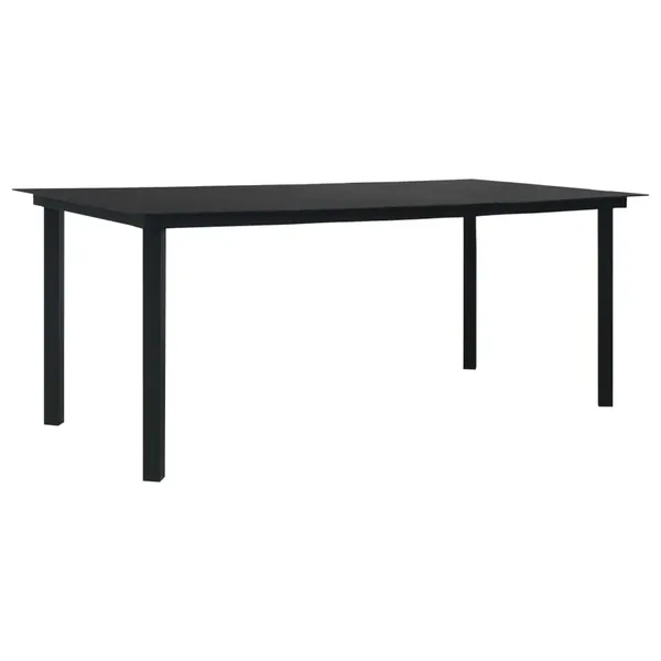 Table à manger de jardin Noir 190x90x74 cm Acier et verre