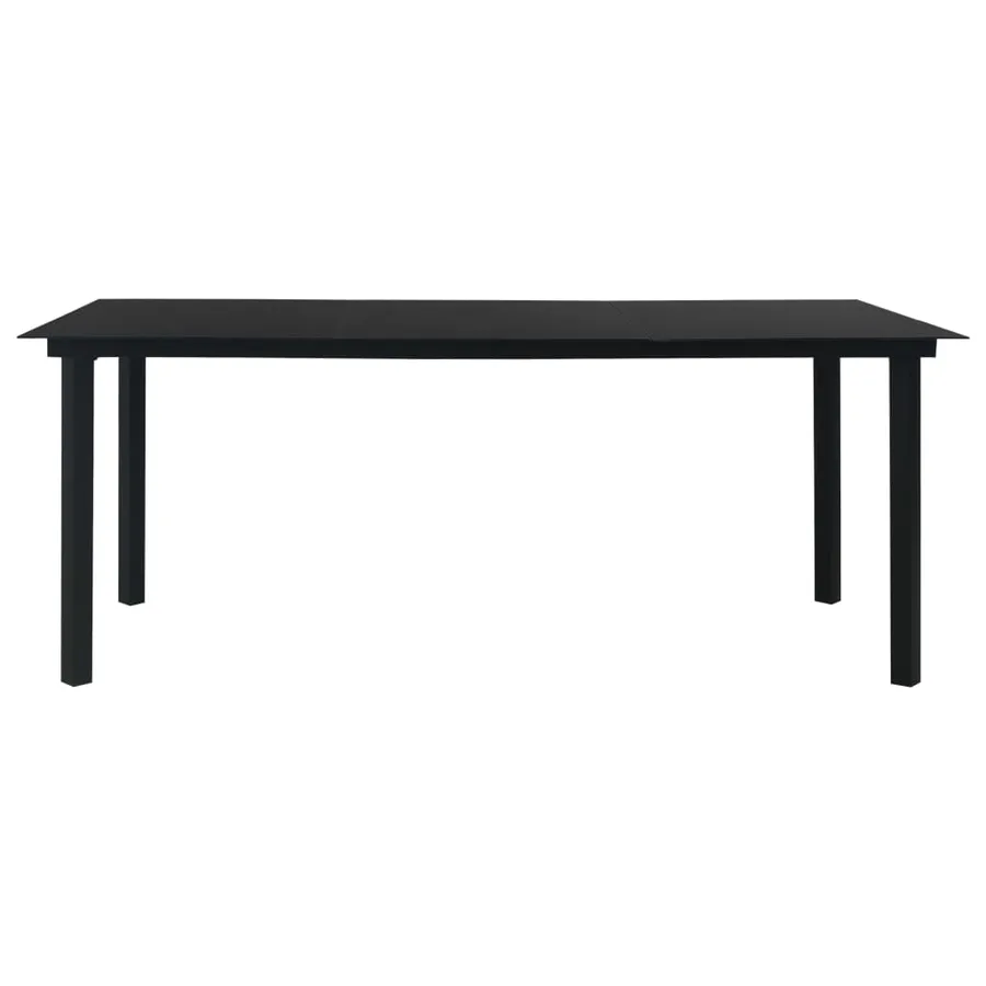 Table à manger de jardin Noir 190x90x74 cm Acier et verre - 2