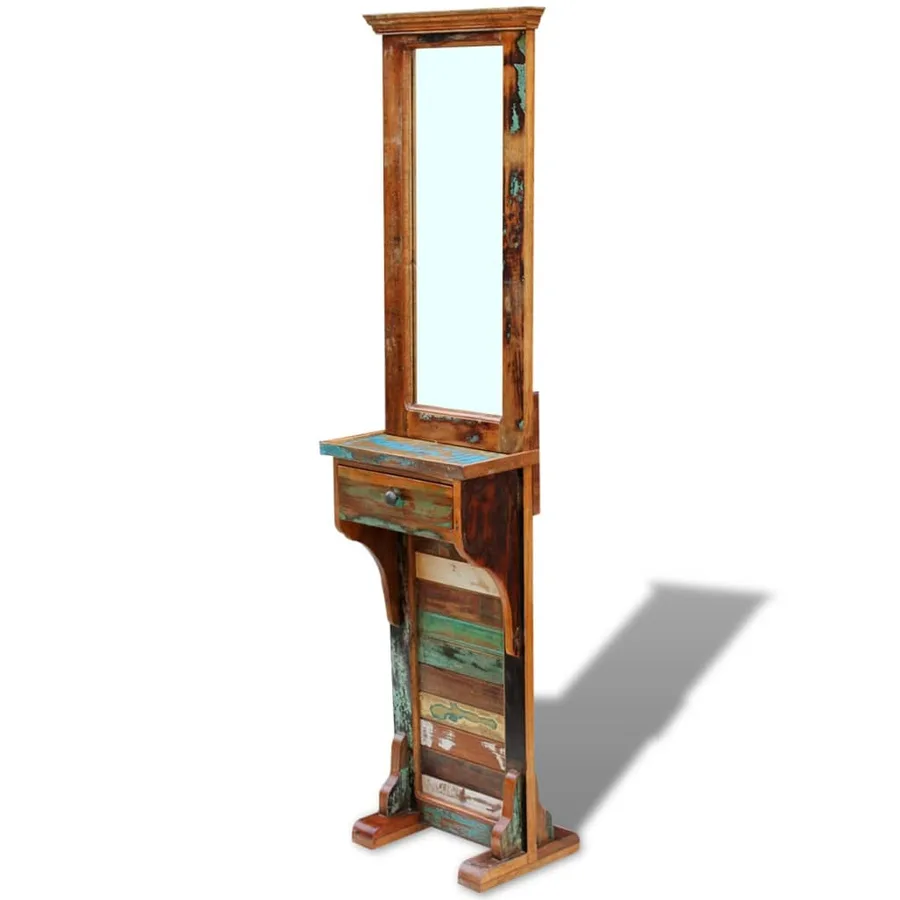 Miroir de couloir bois de récupération massif 47x23x180 cm - 3
