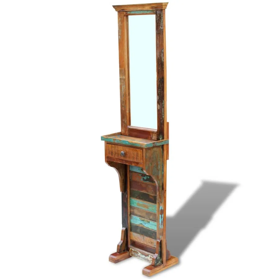 Miroir de couloir bois de récupération massif 47x23x180 cm - 4