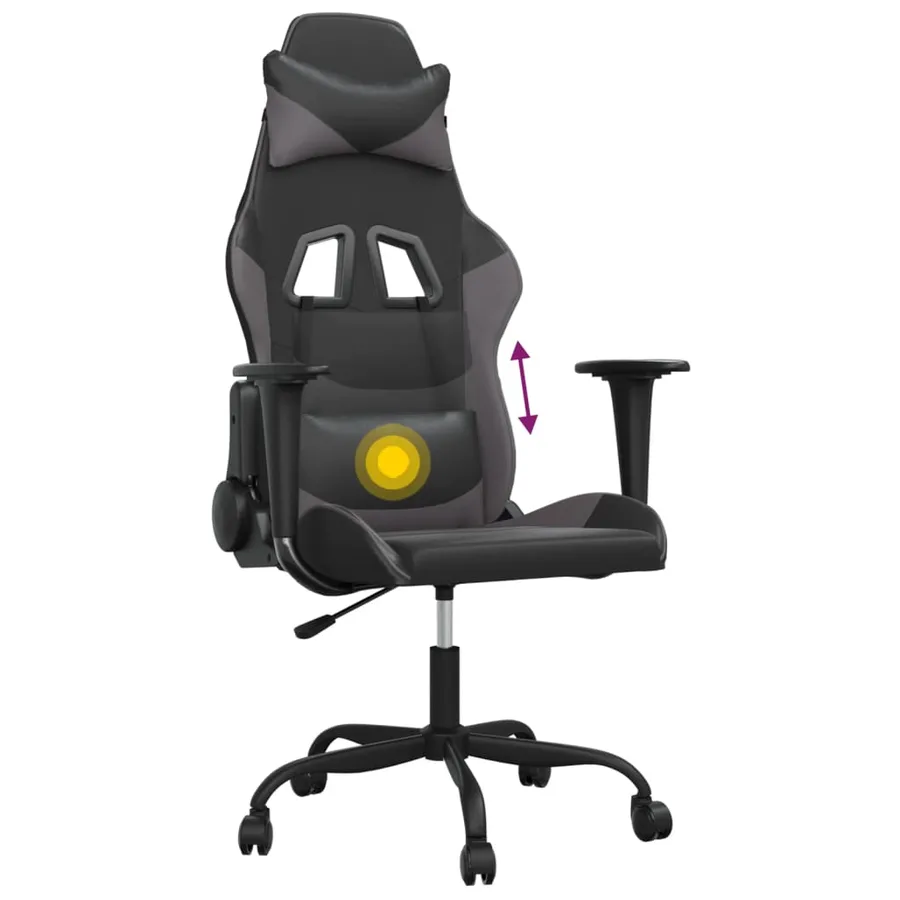 Chaise de jeu de massage Noir et gris Similicuir - 7
