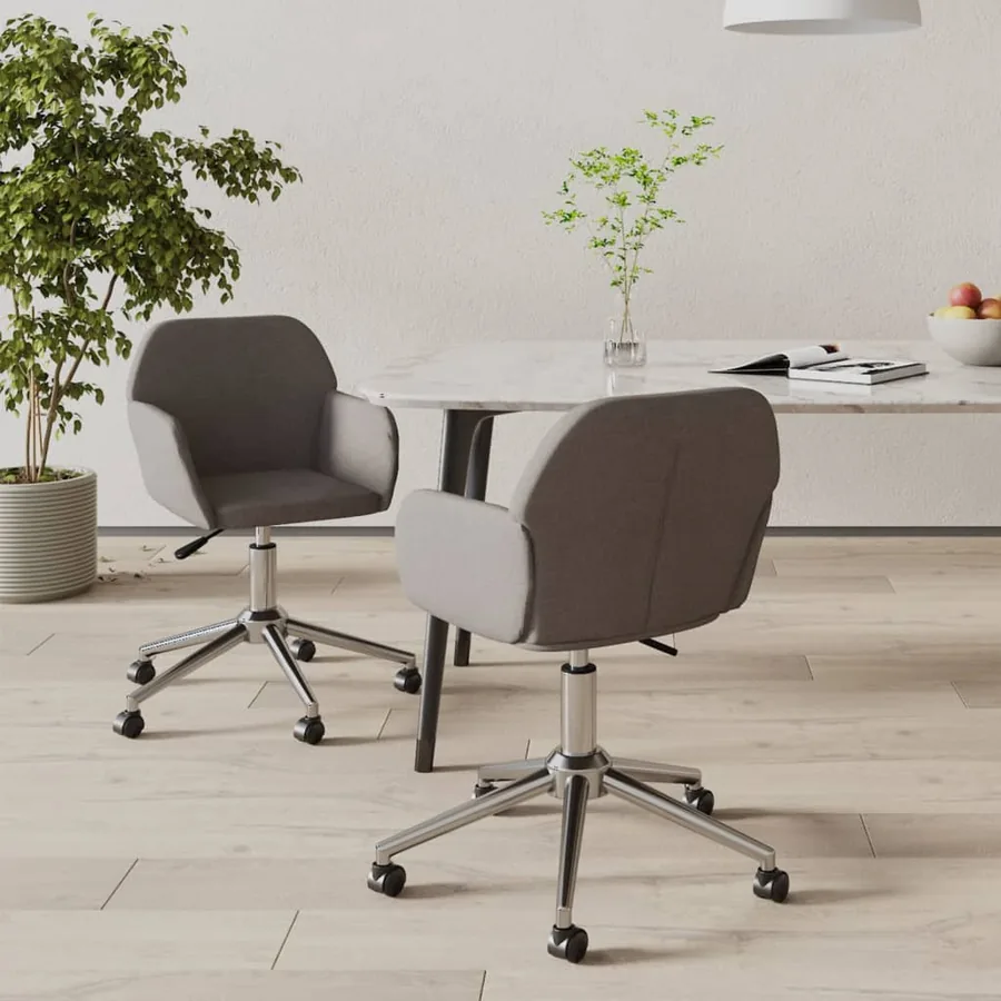 Chaises pivotantes à manger lot de 2 Gris foncé Tissu