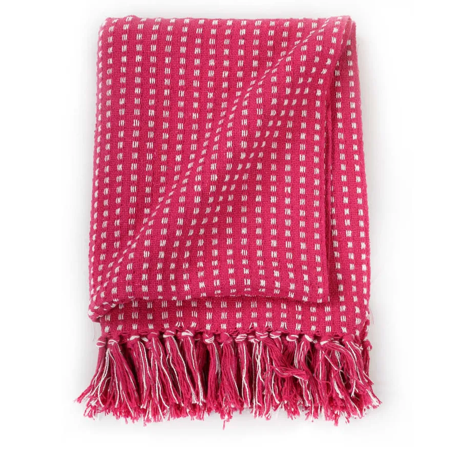 Couverture coton à carreaux 160x210 cm Rose - 3
