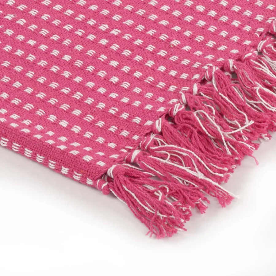 Couverture coton à carreaux 160x210 cm Rose - 4