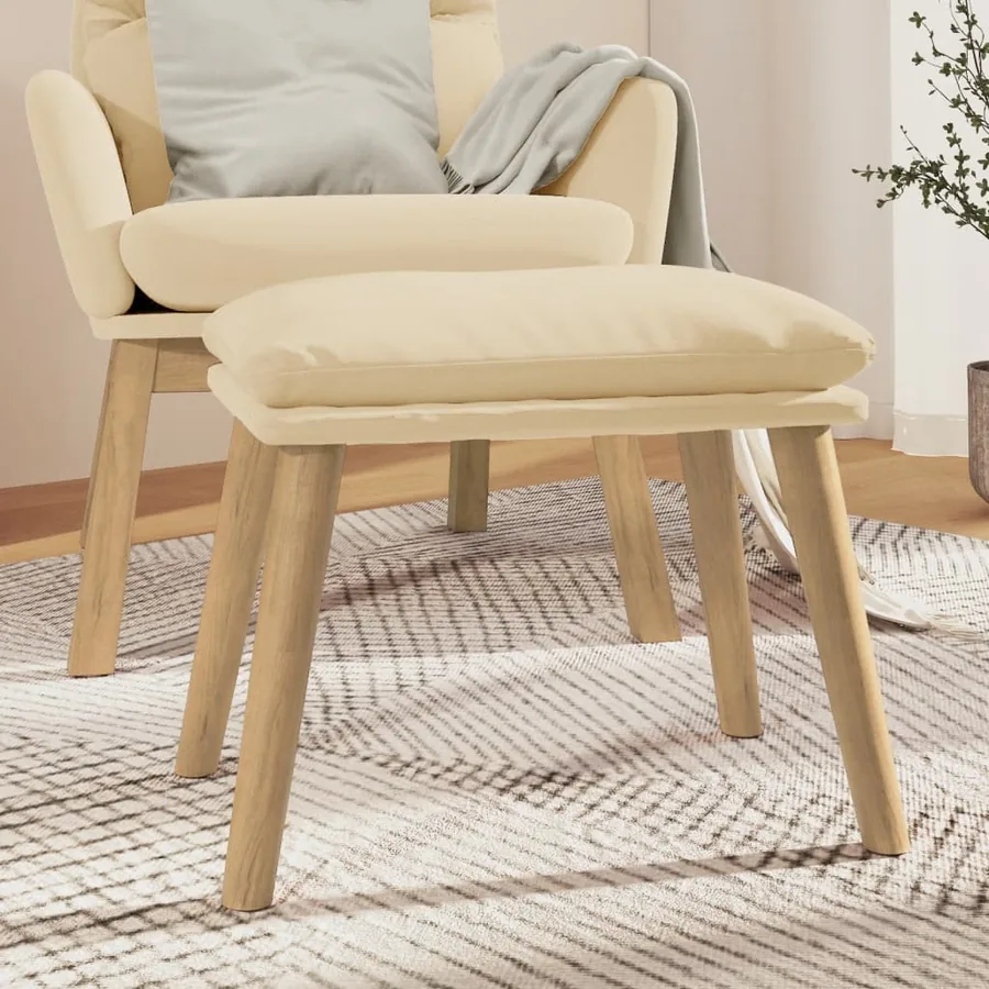 Repose-pied Blanc crème 45x29,5x35 cm Velours