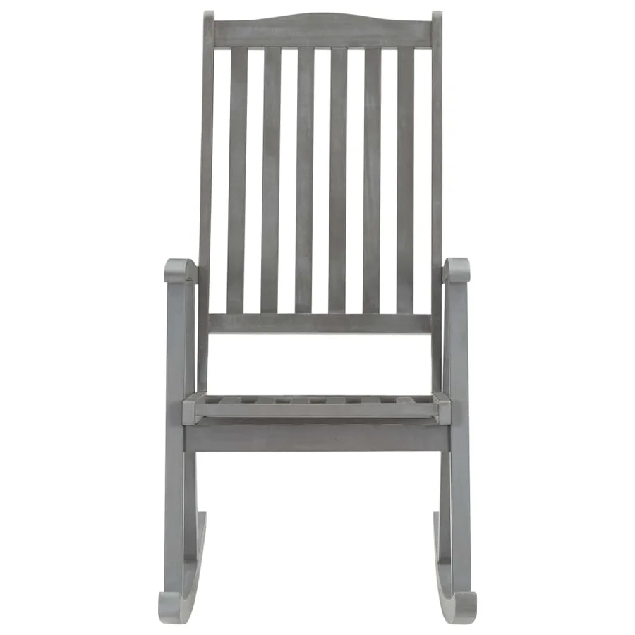 Chaise à bascule avec coussins Gris Bois d'acacia massif - 3