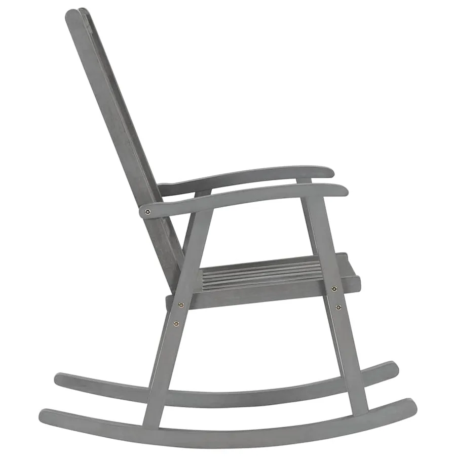 Chaise à bascule avec coussins Gris Bois d'acacia massif - 4