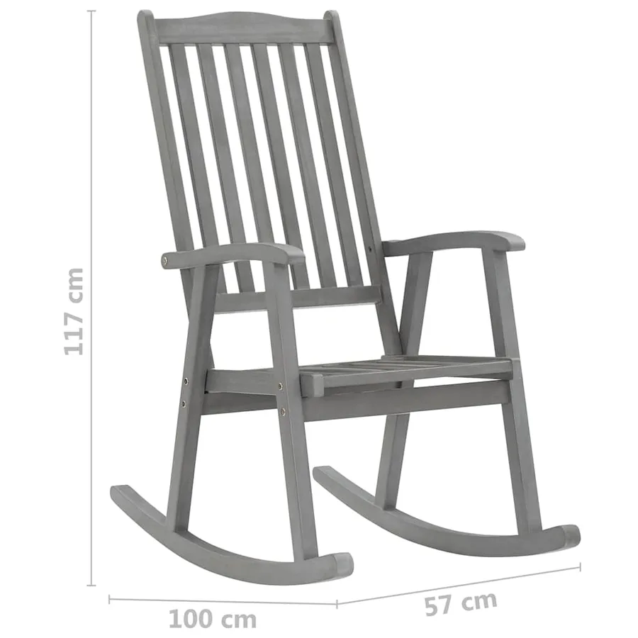 Chaise à bascule avec coussins Gris Bois d'acacia massif - 9