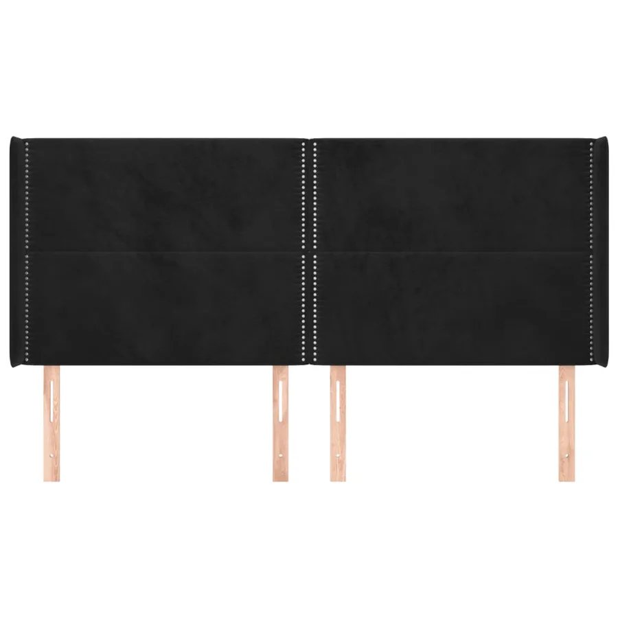 Tête de lit avec oreilles Noir 183x16x118/128 cm Velours - 3