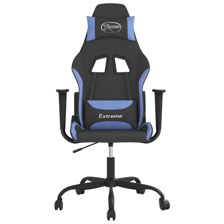 Chaise de jeu de massage Noir et bleu Tissu - 3
