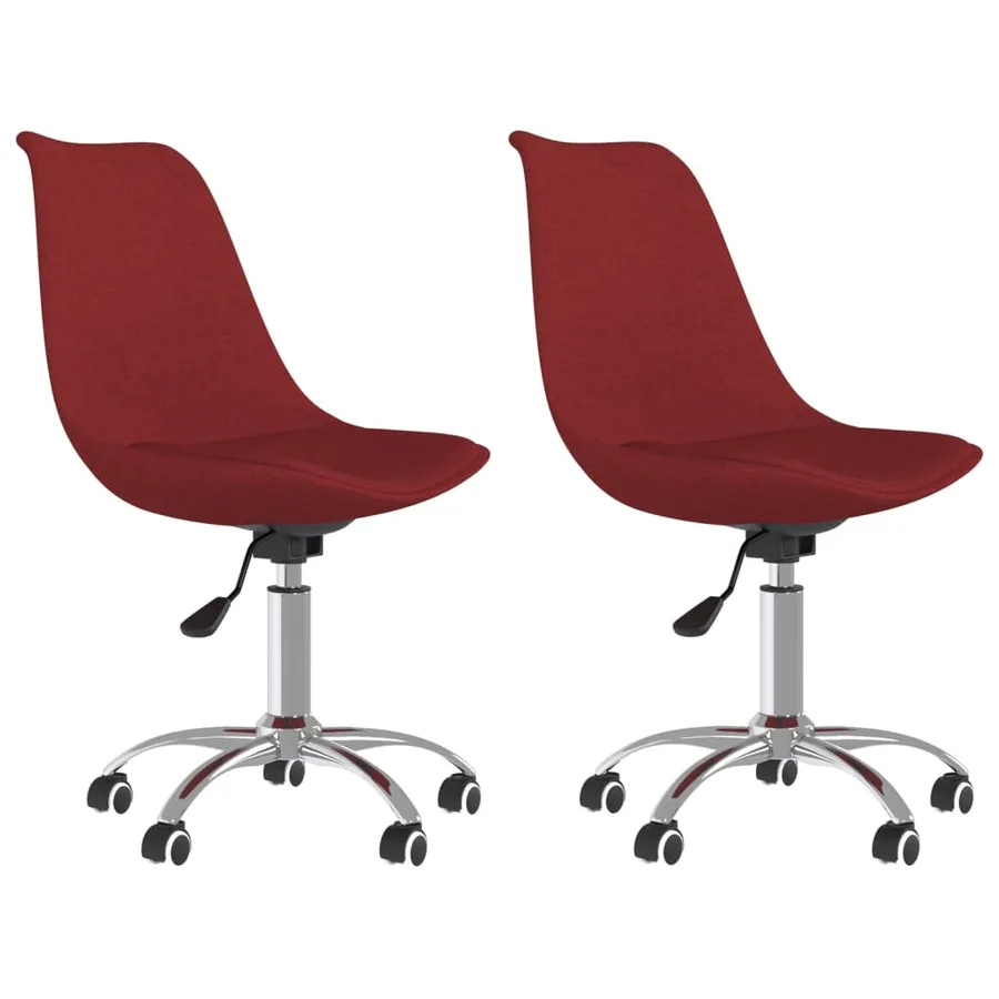 Chaises pivotantes à manger lot de 2 Rouge bordeaux Tissu - 2