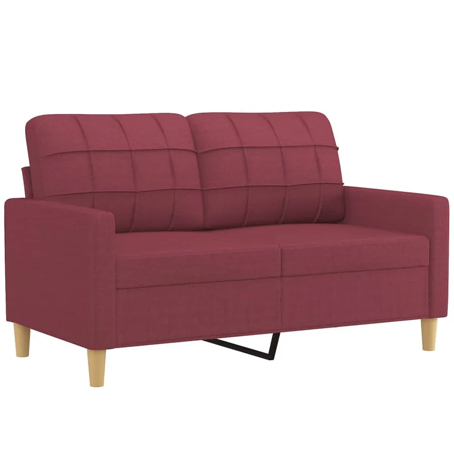 Ensemble de canapés 2 pcs avec coussins rouge bordeaux tissu - 3