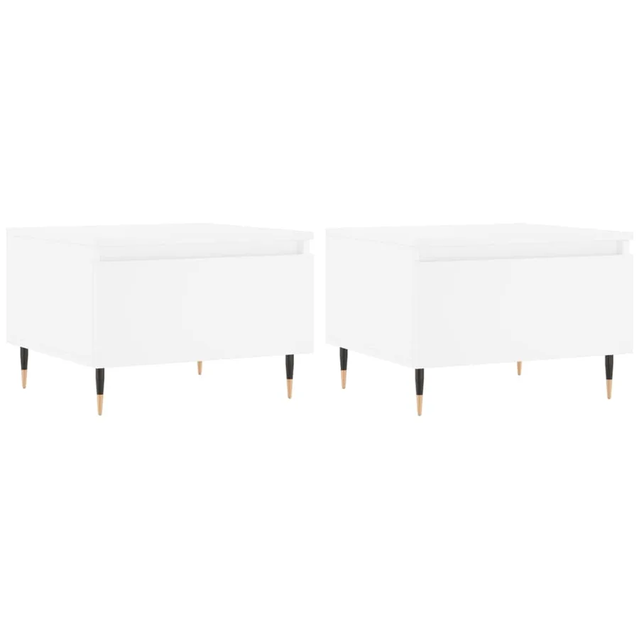 Tables basses 2 pcs blanc 50x46x35 cm bois d'ingénierie - 2