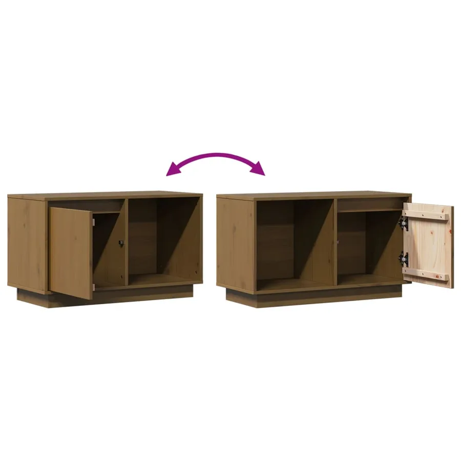 Meuble TV Marron miel 74x35x44 cm Bois de pin massif - 8