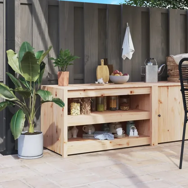 Armoire de cuisine d'extérieur MEPPEL 106x55x64 cm bois de pin massif