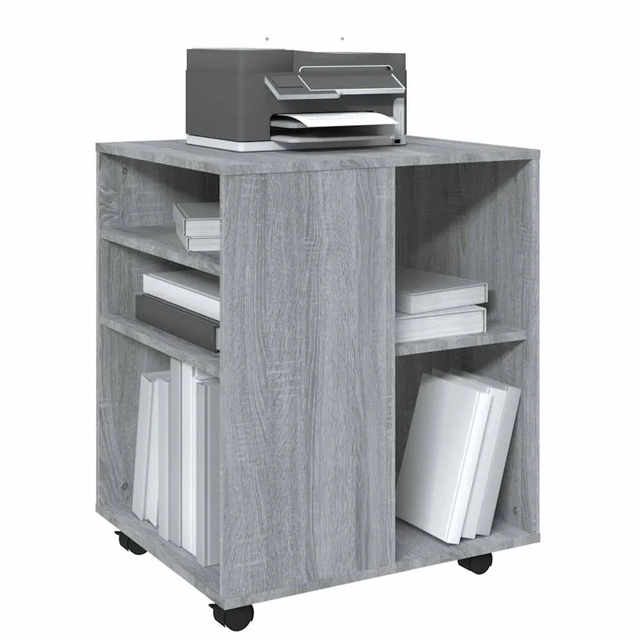 Armoire roulante Sonoma gris 60x53x72 cm Bois d'ingénierie - 4