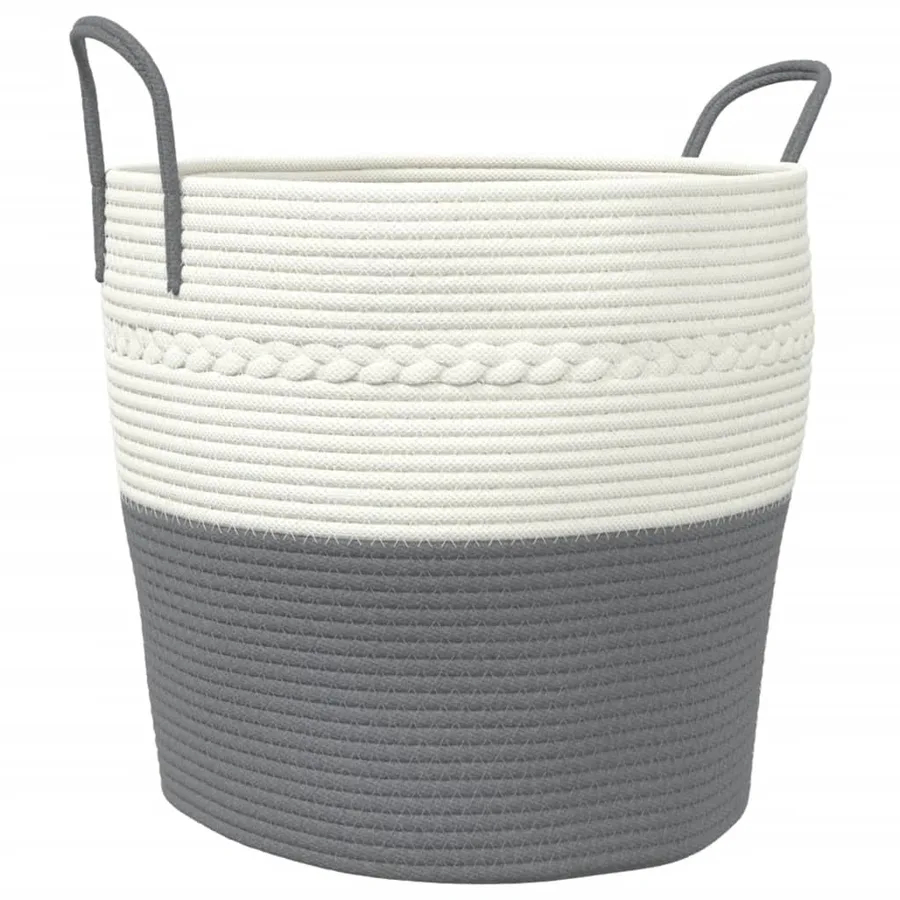 Panier de rangement gris et blanc Ø43x38 cm coton - 2