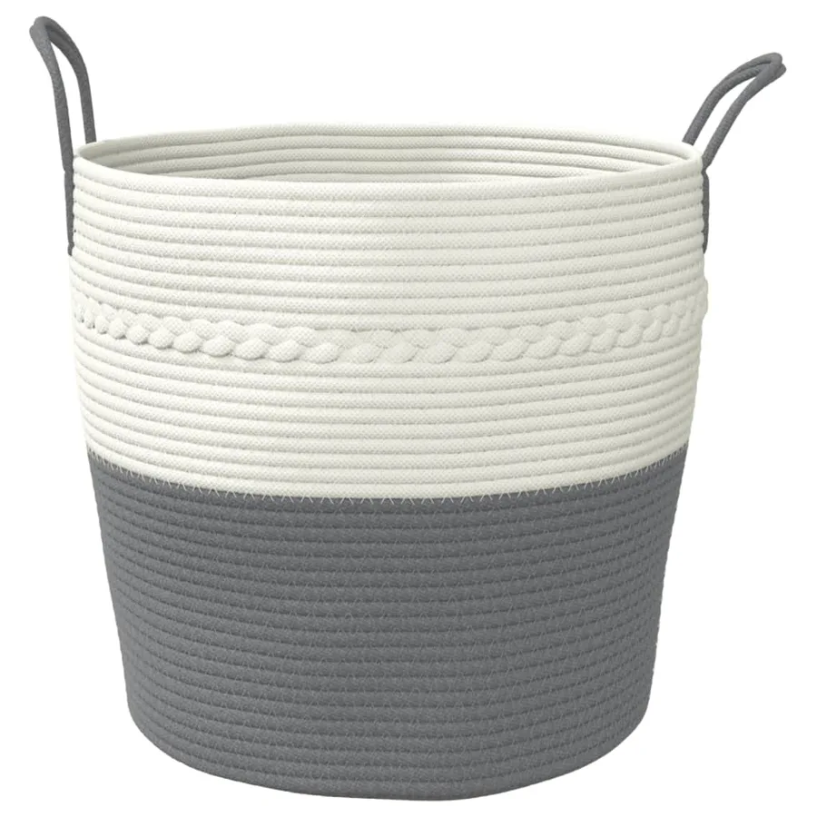 Panier de rangement gris et blanc Ø43x38 cm coton - 4