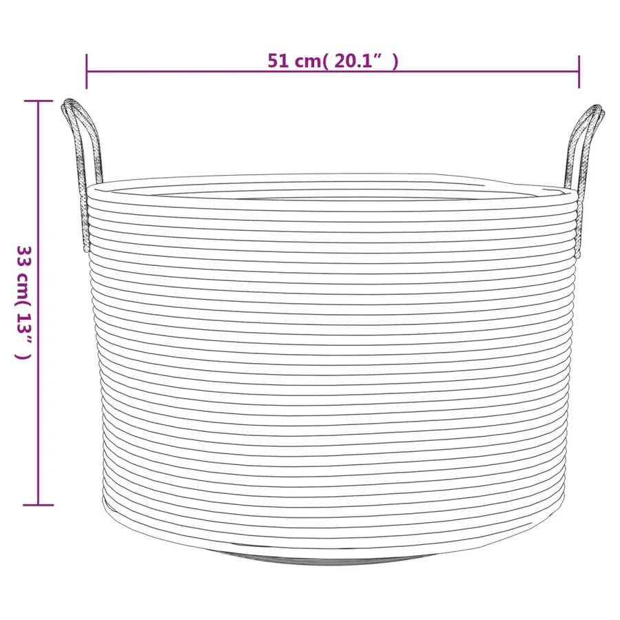 Panier de rangement beige et blanc Ø51x33 cm coton - 9