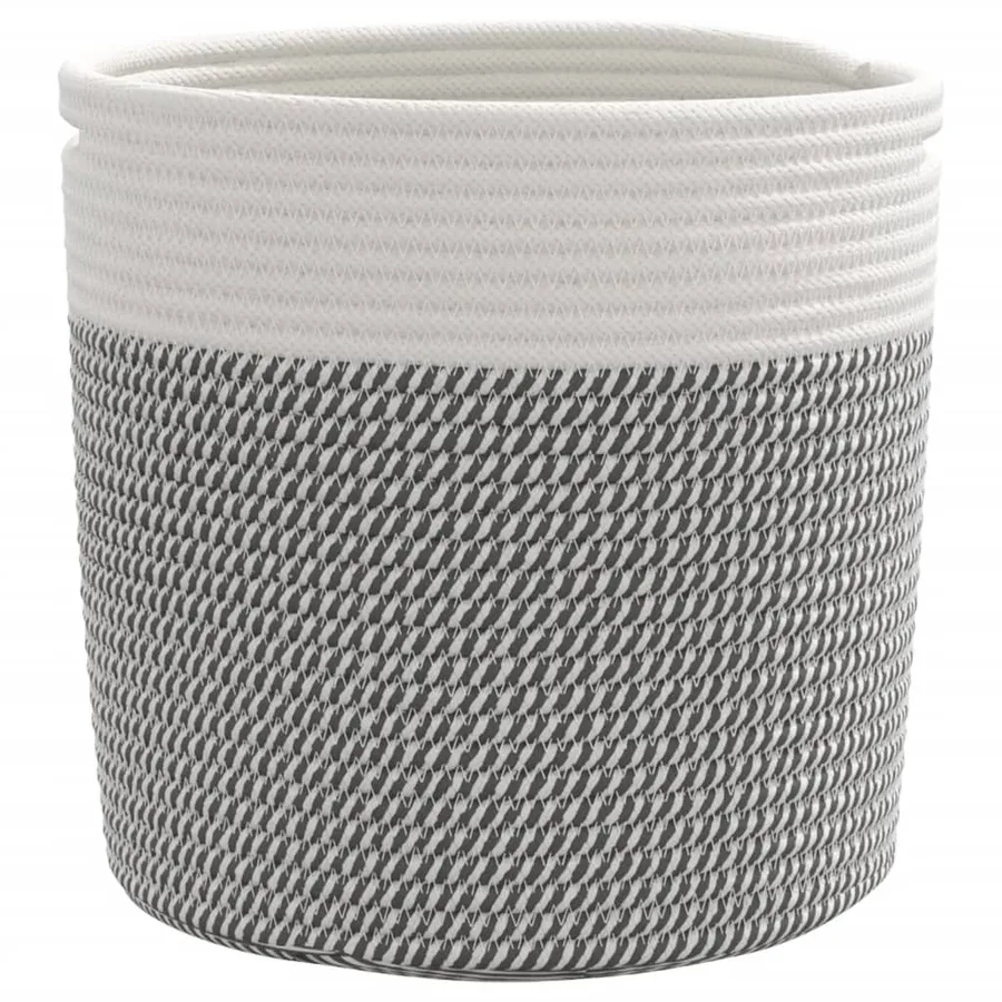 Paniers de rangement 2 pcs gris et blanc Ø28x28 cm coton - 5