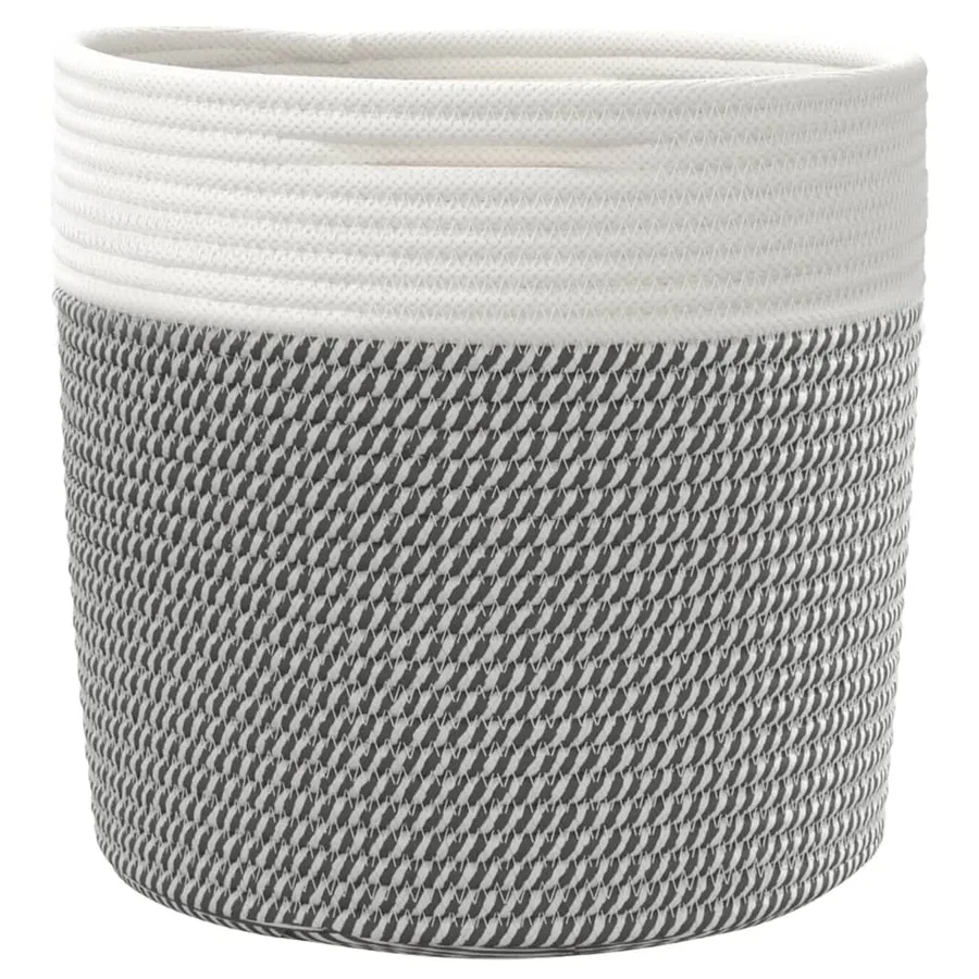 Paniers de rangement 2 pcs gris et blanc Ø28x28 cm coton - 6