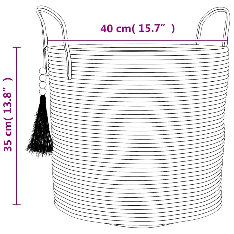 Panier de rangement marron et blanc Ø40x35 cm coton - 9