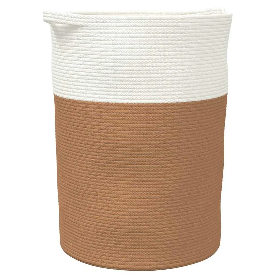 Panier de rangement marron et blanc Ø49x65 cm coton - 2