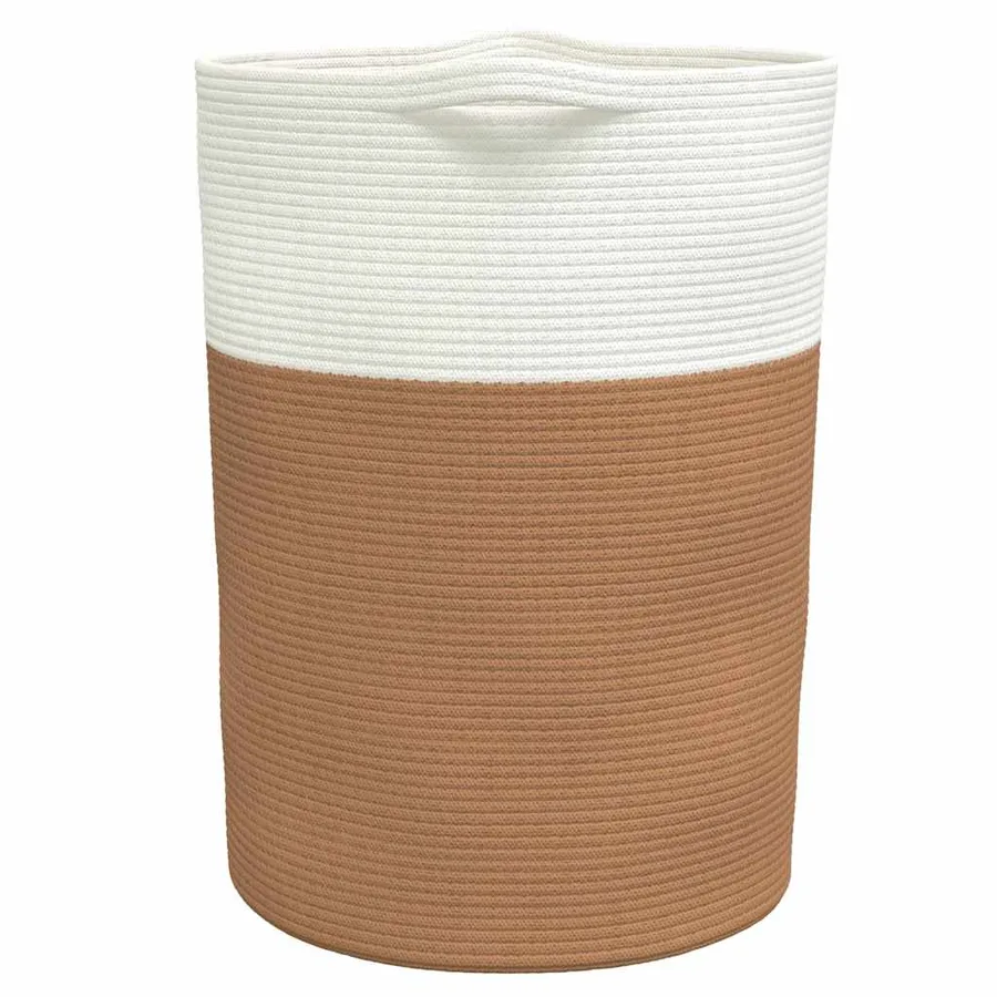 Panier de rangement marron et blanc Ø49x65 cm coton - 5