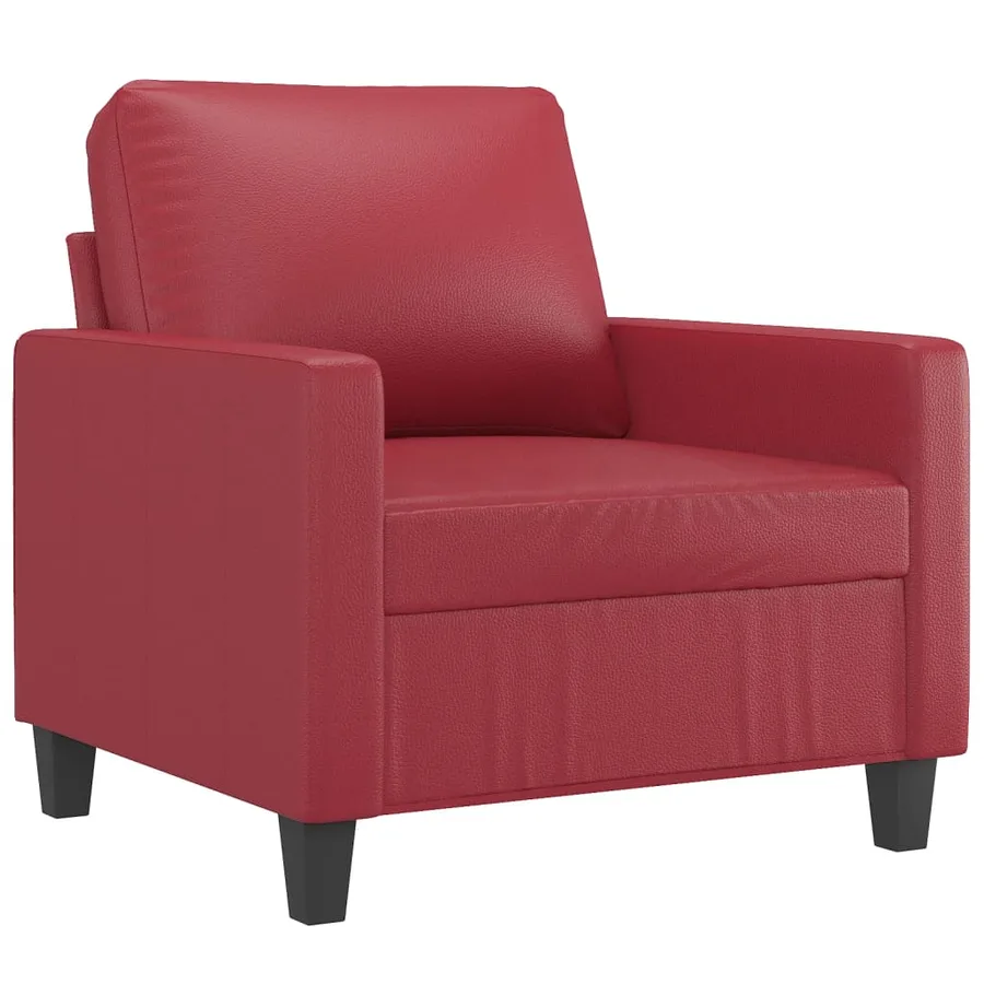 Fauteuil avec repose-pied Rouge bordeaux 60 cm Similicuir - 4
