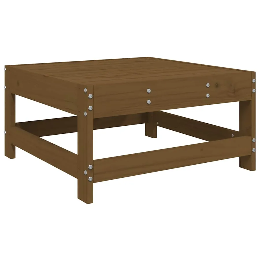 Repose-pied de jardin et coussin marron miel bois de pin massif - 4