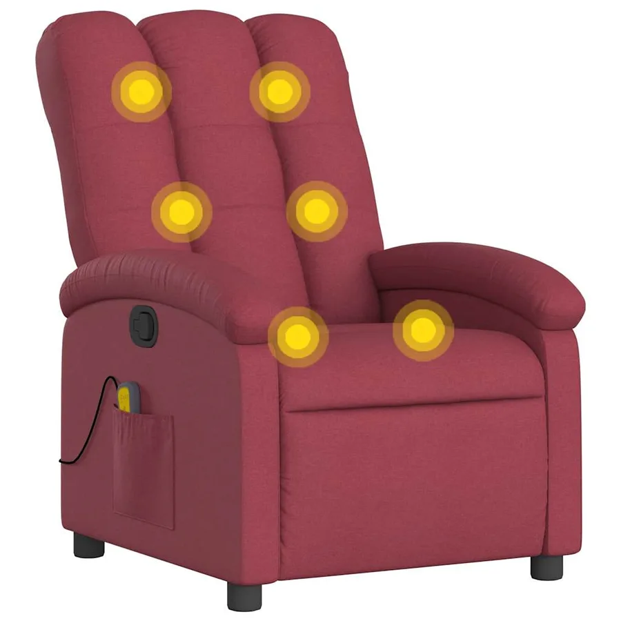 Fauteuil de massage inclinable rouge bordeaux tissu - 2