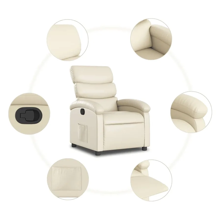 Fauteuil inclinable Crème Similicuir - 8