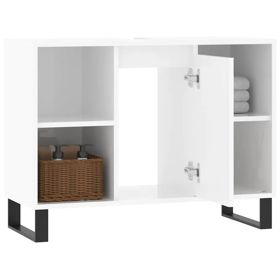 Armoire de salle de bain blanc brillant 80x33x60 cm - 4