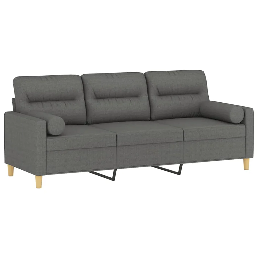 Canapé 3 places avec oreillers gris foncé 180 cm tissu - 3